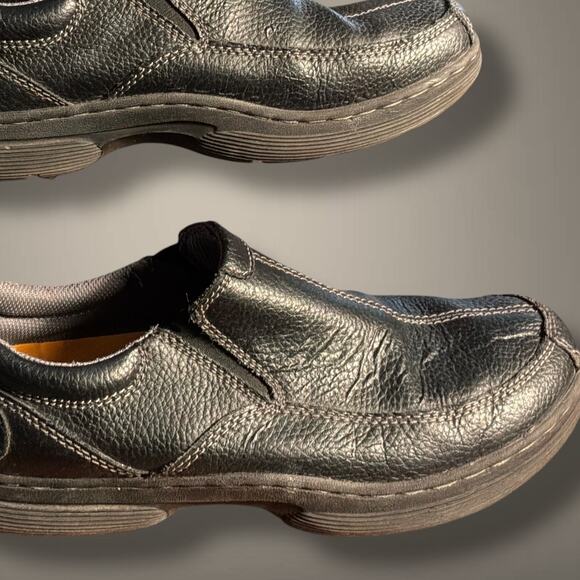 MEN\'S SIZE 10 DR. MARTENS Colton Stitched Pebbled Black Leather Loafer Shoes EUC